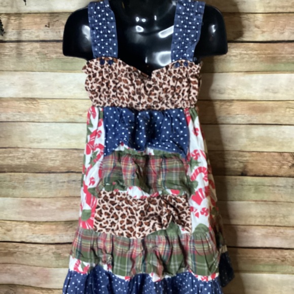 Girls Sundress Denim Candy Cane Christmas Holiday Size 5 - Picture 2 of 5